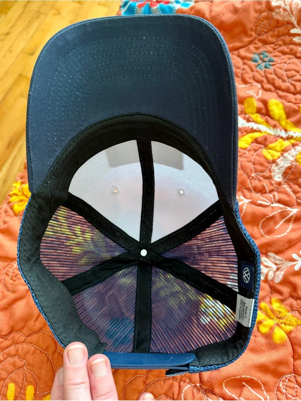 Volkswagen Navy and White Trucker Hat with Car & Soccer Graphic-NWT